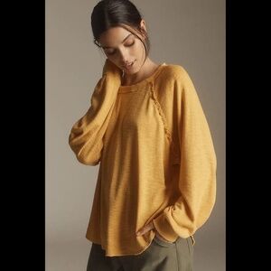 Anthropologie Pilcro Ruffled Raglan Thermal Top